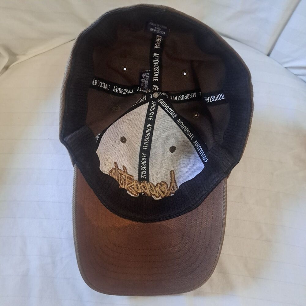 Aeropostale A87 Fitted Brown Hat Baseball Cap L XL Beige Khaki Embroidered LOGO - Picture 9 of 16